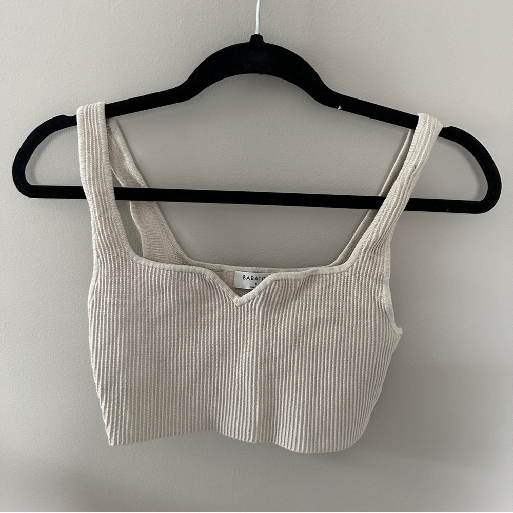 Aritzia BABATON Cream Ribbed Women's Top